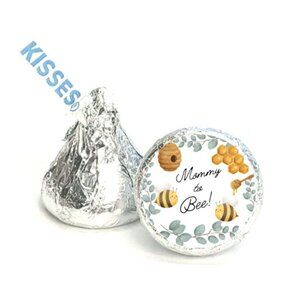 Mommy To Bee Kisses Candy Stickers | 100pcs Waterproof Glossy Vinyl |Baby Shower